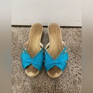 J. Crew Espradille Wedges Sandals Size 8 Turquoise Blue